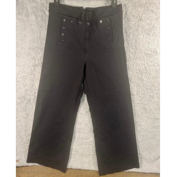 Y2K US Navy Uniform Wool Trousers 34R Navy Blue or Black - Picture 1 of 8
